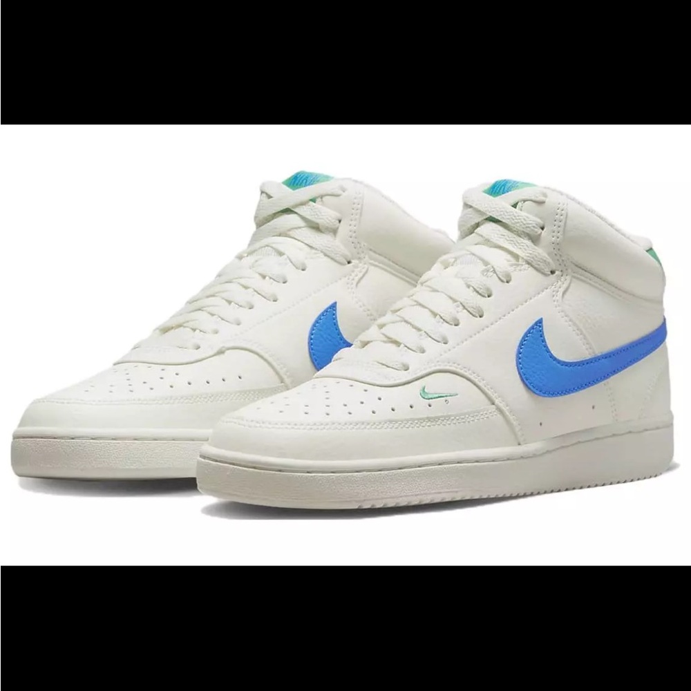NWT- WMNS 9- Nike Court Vision Mids- Sail Photo Blue- CD5436-105